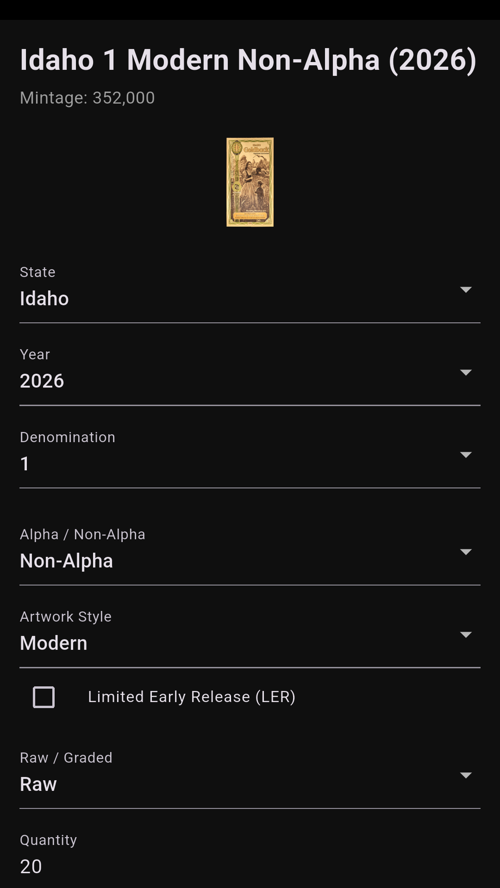 Edit purchase details, photos, and notes for each Goldback