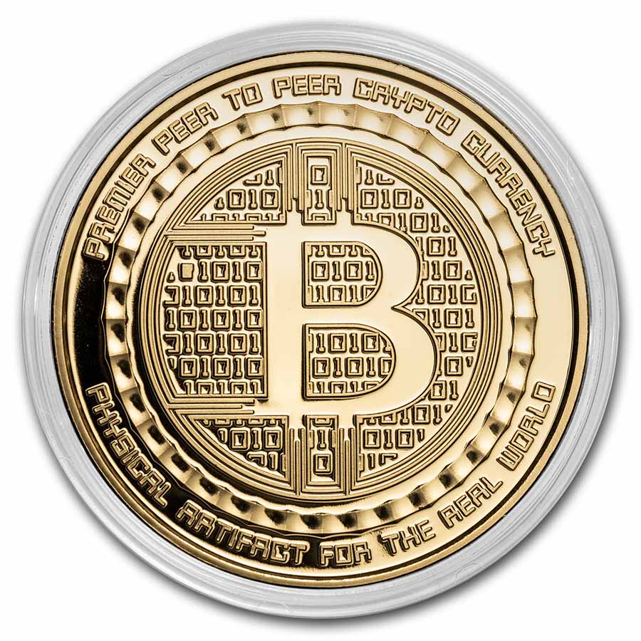 1 oz Silver Proof Gold Gilded Bitcoin round additional view