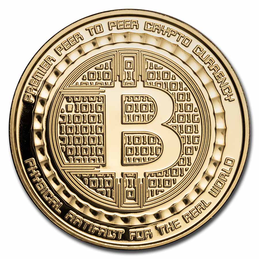 1 oz Silver Proof Gold Gilded Round - Bitcoin | QR Code obverse