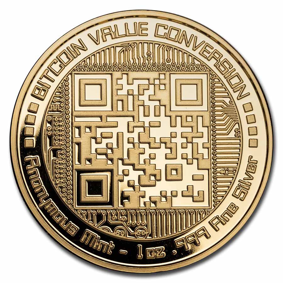 1 oz Silver Proof Gold Gilded Round - Bitcoin | QR Code reverse with QR code