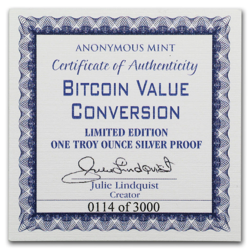 1 oz Silver Proof Round Bitcoin Value Conversion