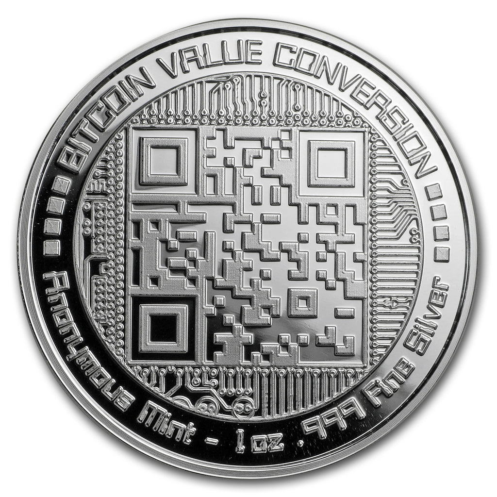 1 oz Silver Proof Round Bitcoin Value Conversion Obverse