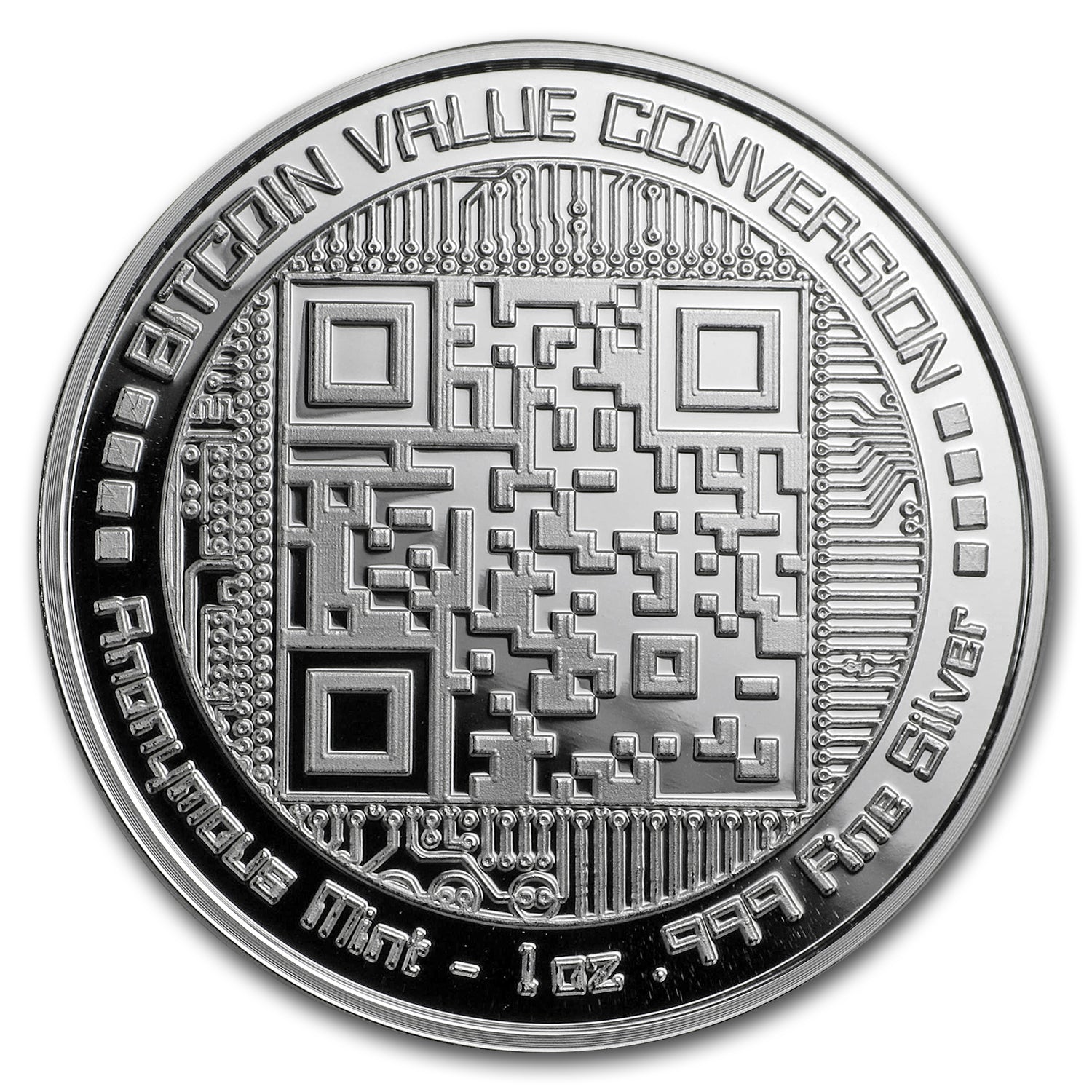 1 oz Silver Proof Round Bitcoin Value Conversion Obverse
