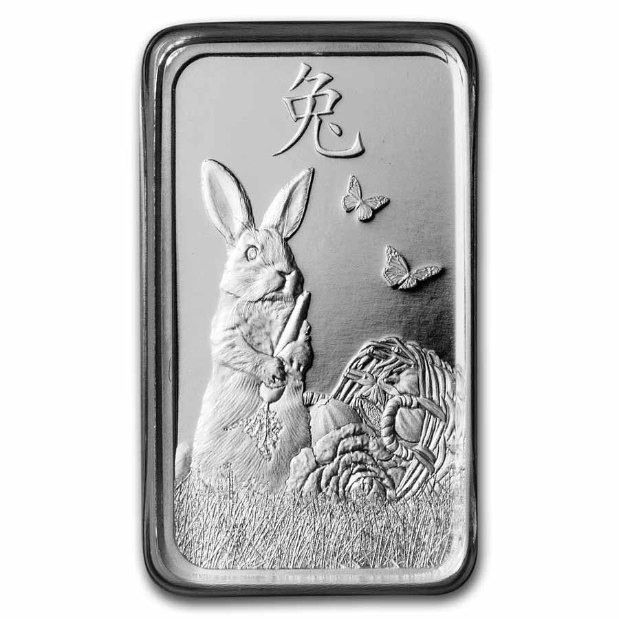 10 gram Silver Bar - PAMP Suisse (Year of the Rabbit) reverse