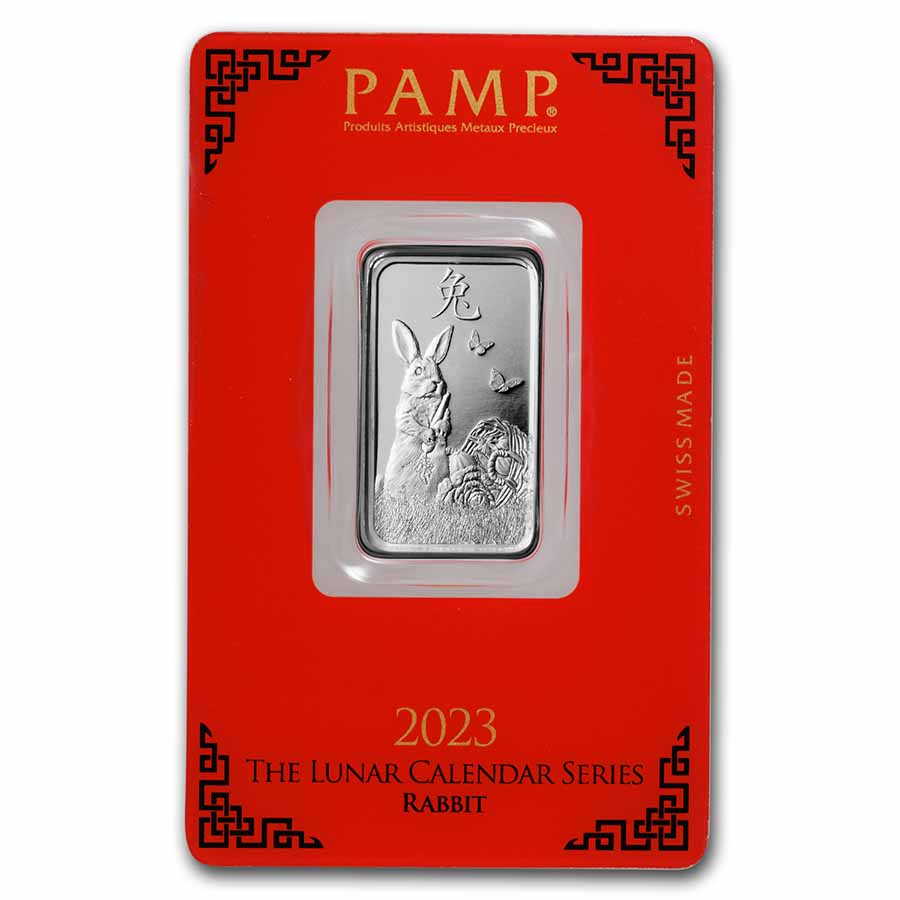 10 gram Silver Bar - PAMP Suisse (Year of the Rabbit) in assay