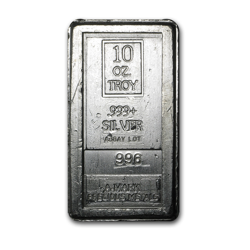 10 oz Silver Bar - A-Mark (Stackable) reverse