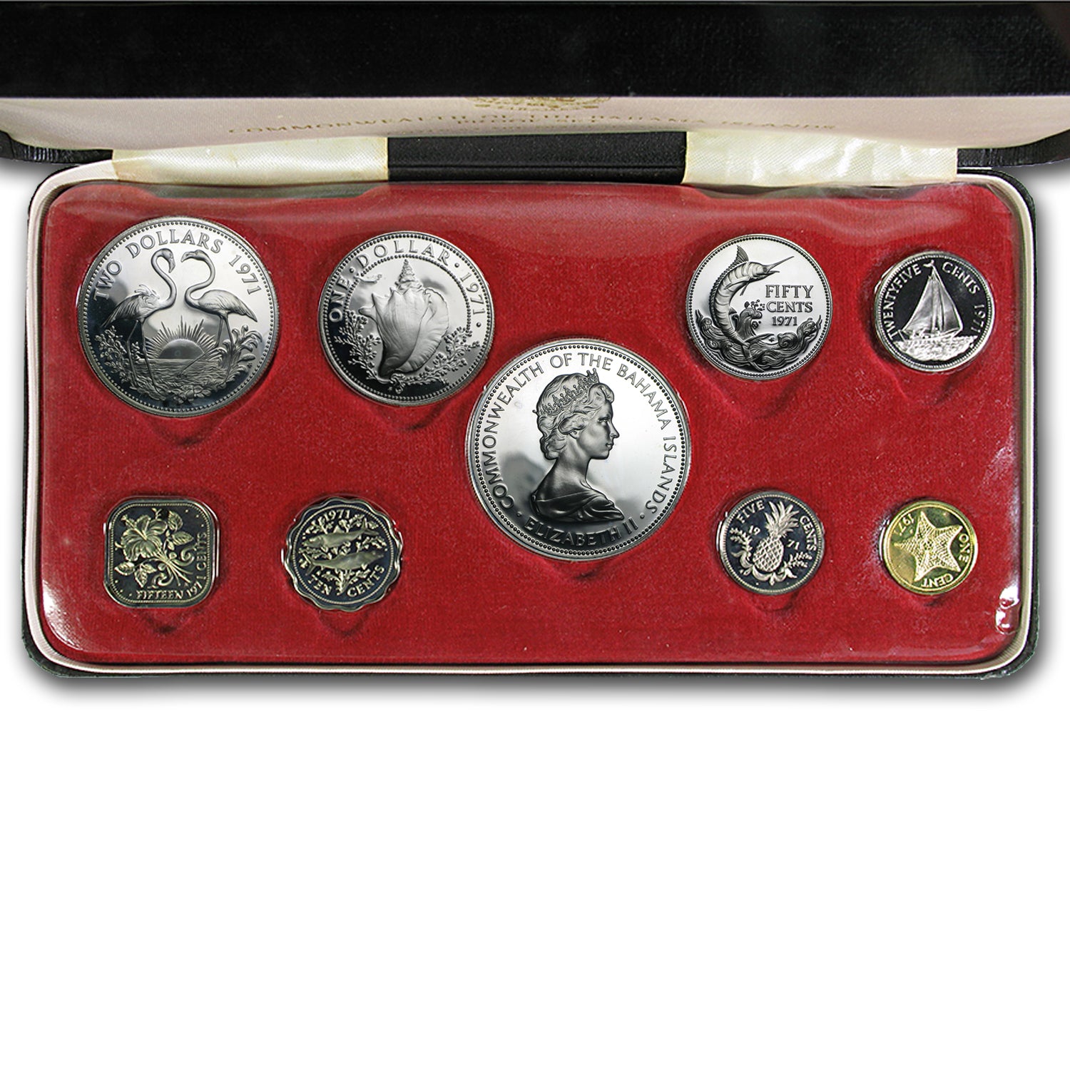 1971 Bahamas 9-Coin Proof Set Obverse