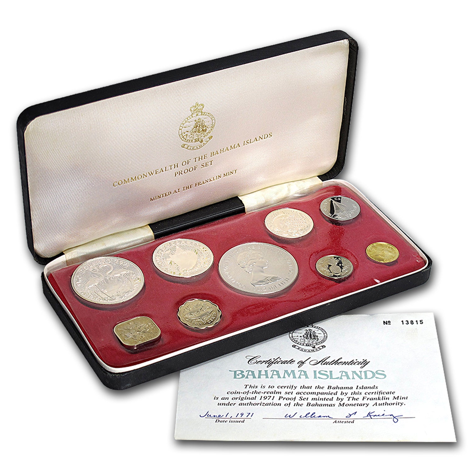 1971 Bahamas 9-Coin Proof Set Slab