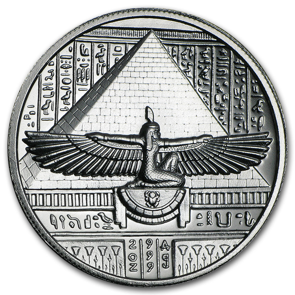 2 oz Silver UHR Round Egyptian Gods Cleopatra Obverse