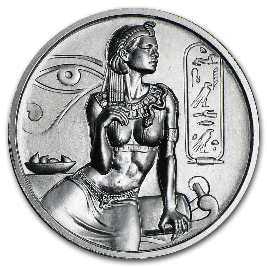 2 oz Silver UHR Round Egyptian Gods Cleopatra Slab