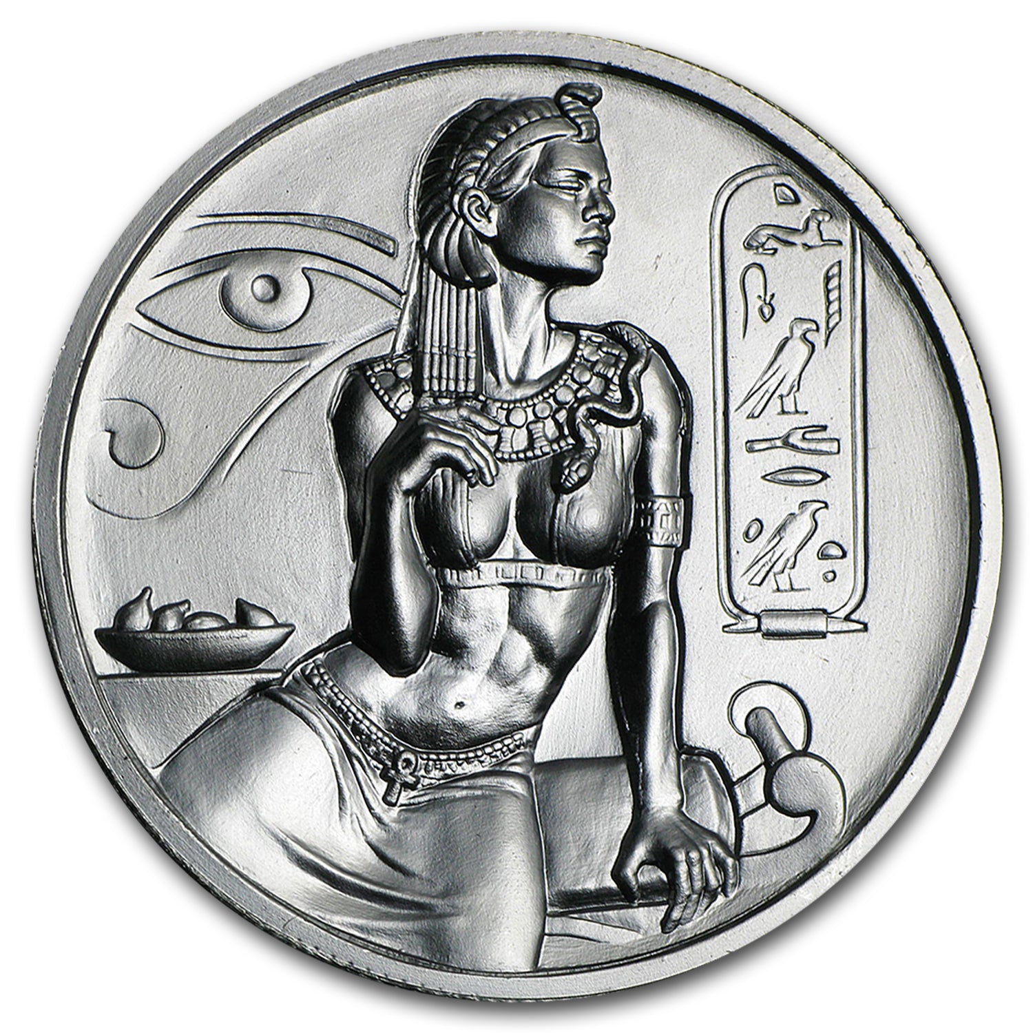 2 oz Silver UHR Round Egyptian Gods Cleopatra Slab
