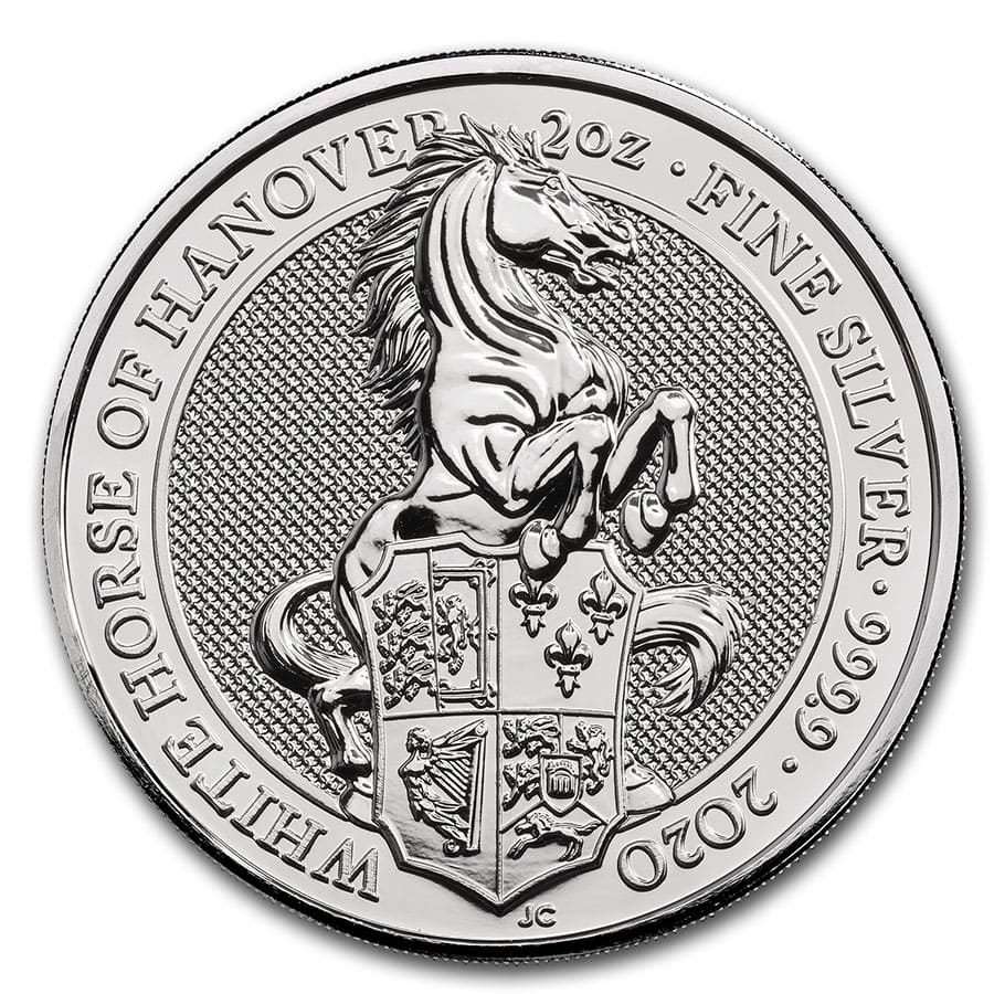2020 GB 2 oz Silver Queens Beasts White Horse Slab