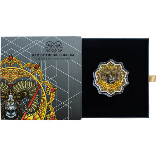 Themed box for the 2022 Solomon Islands Ram of the 3rd Chakra coin