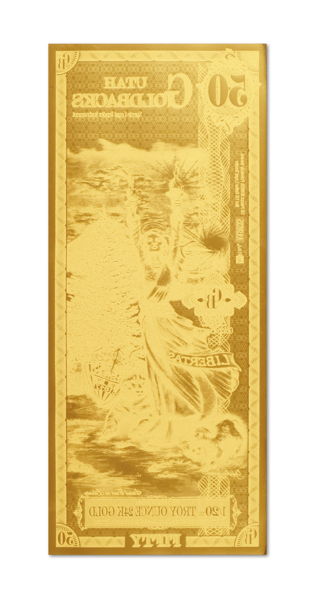 Utah 50 Goldback (Classic Artwork), 1/20 troy ounce 24k gold