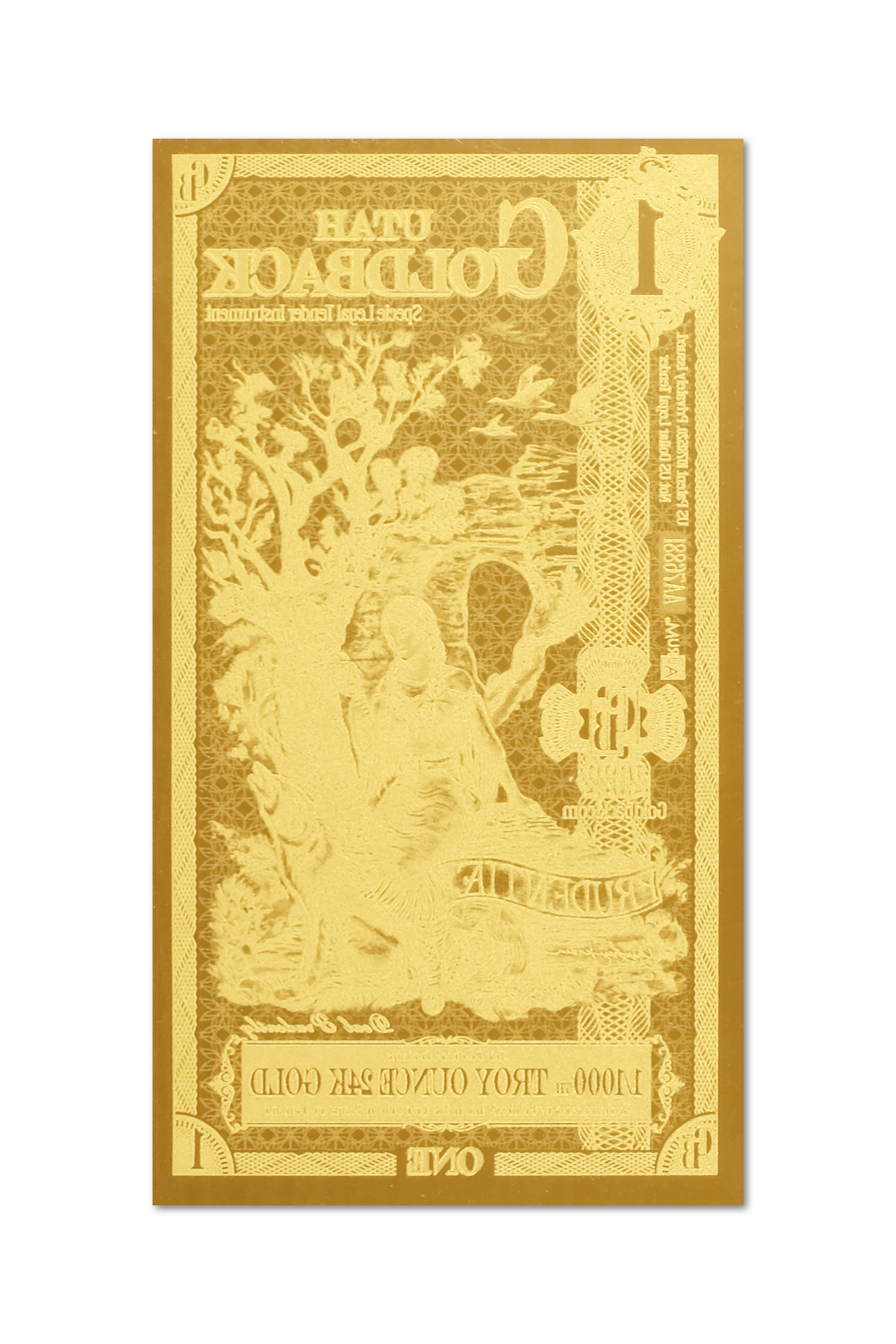 Utah 1 Goldback (Classic Artwork), 1/1000 troy ounce 24k gold