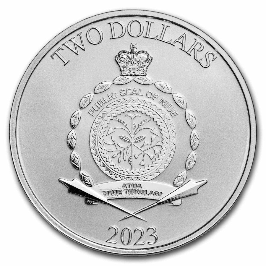 2023 Niue 1 oz Silver $2 Star Wars: Grogu "Baby Yoda" BU Coin