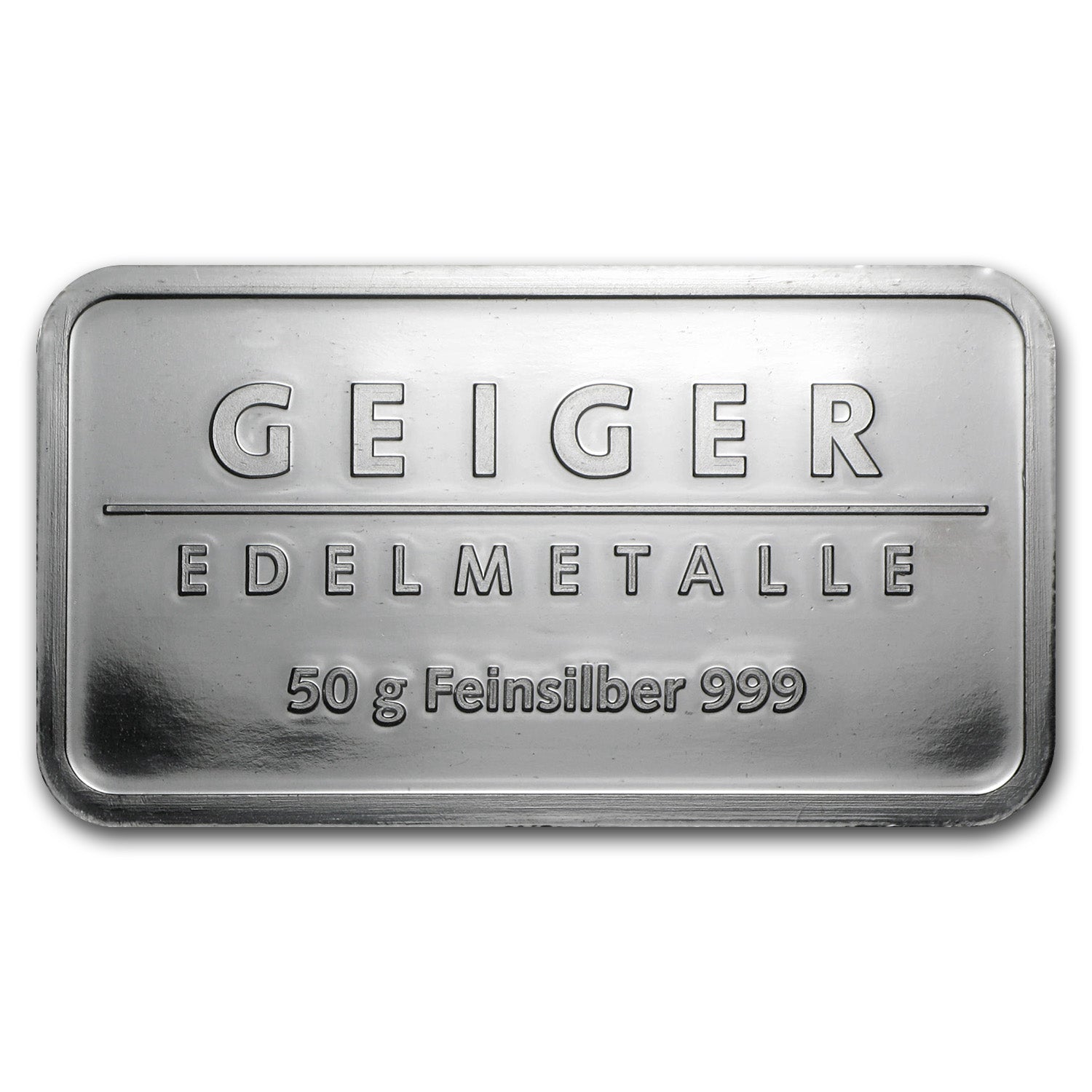 50 gram Silver Bar - Geiger Edelmetalle obverse with castle