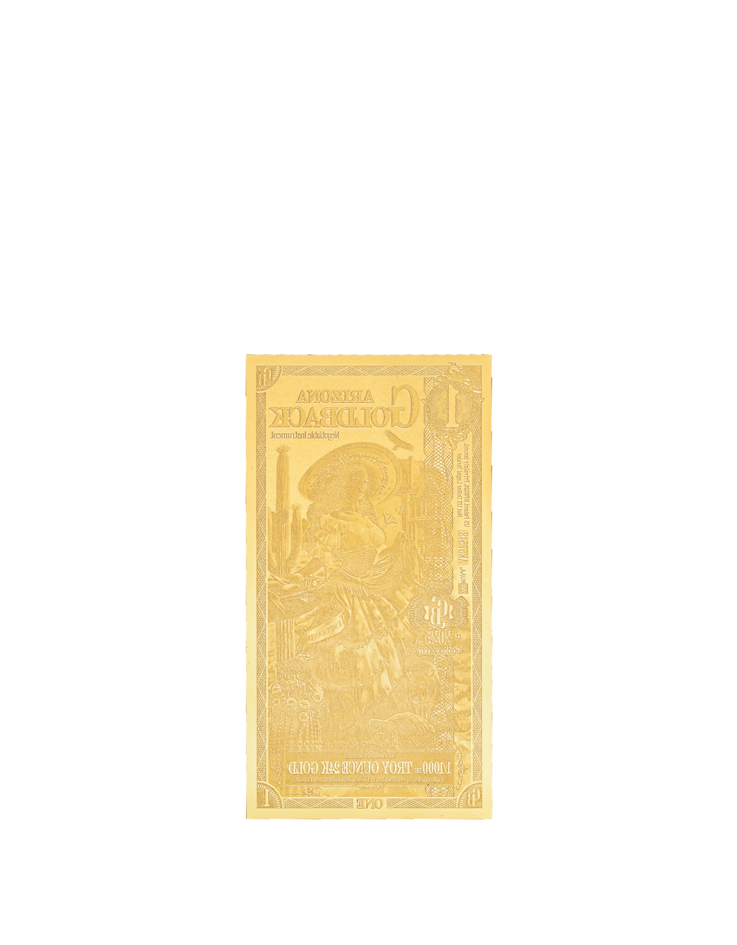 Arizona 1 Goldback (100 units, 100 face value total) — back
