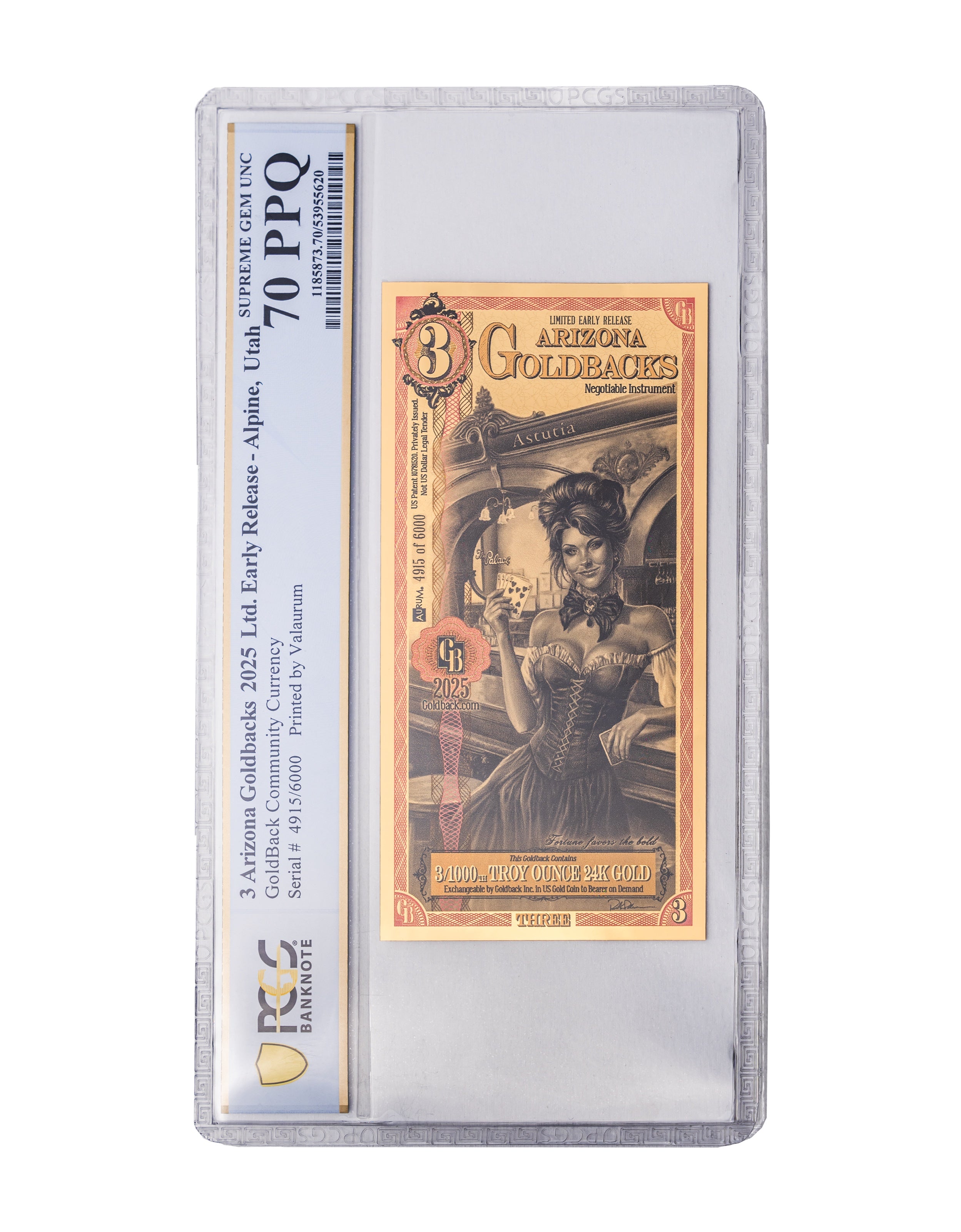Arizona 3 Goldback Limited Early Release (LER) Graded — front