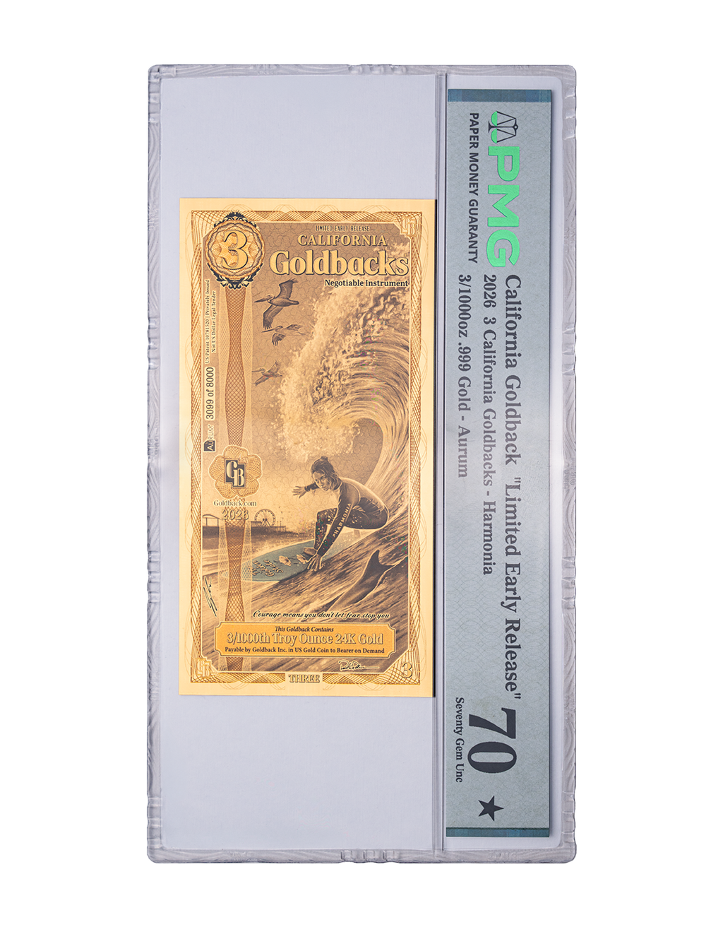 California 3 Goldback Limited Early Release (LER) Graded