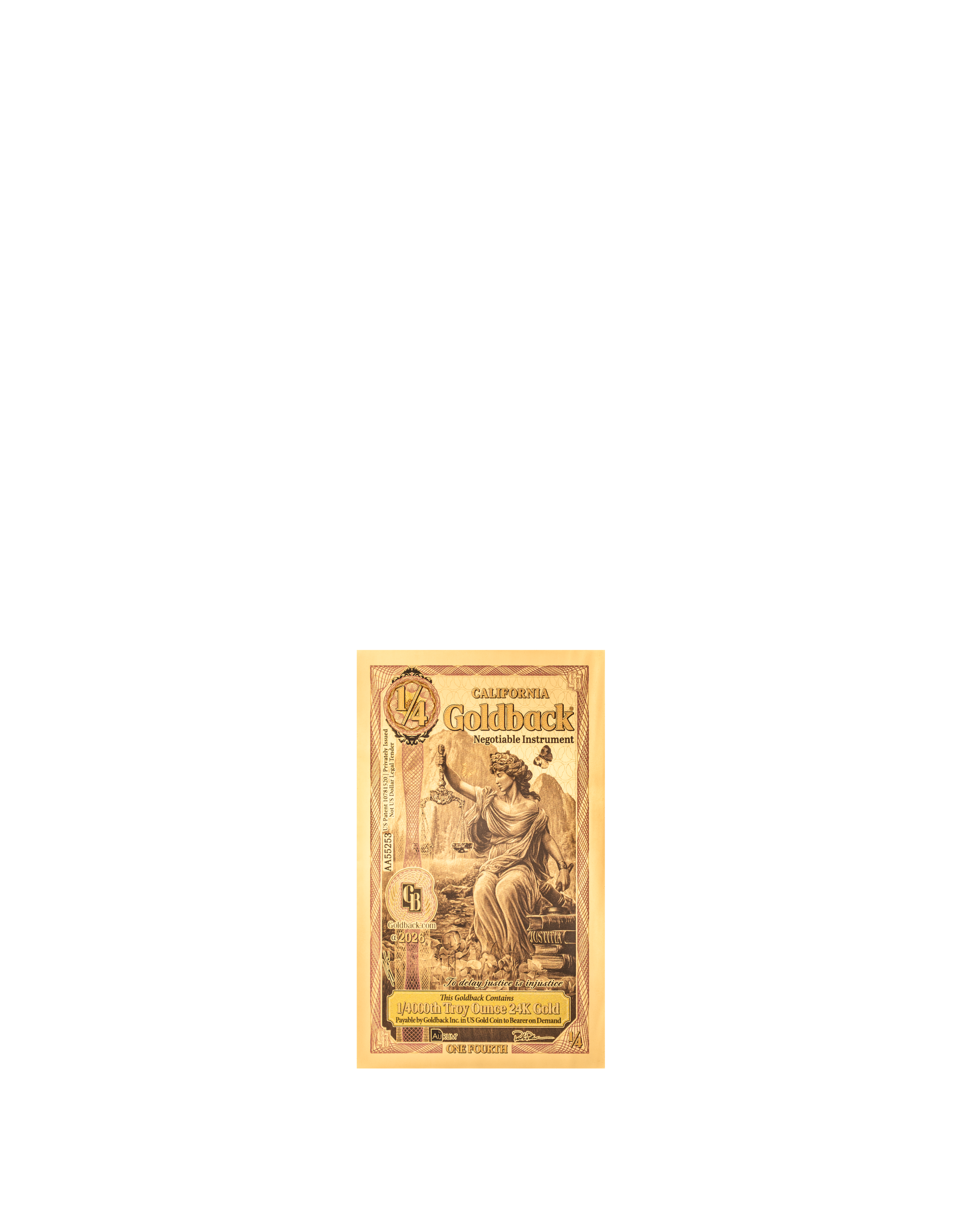 California 1/4 Goldback — front