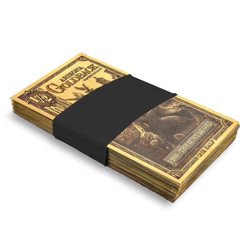 Arizona 1/2 Goldback, 1/1000 troy ounce 24k gold (200 units, 100 face value total)