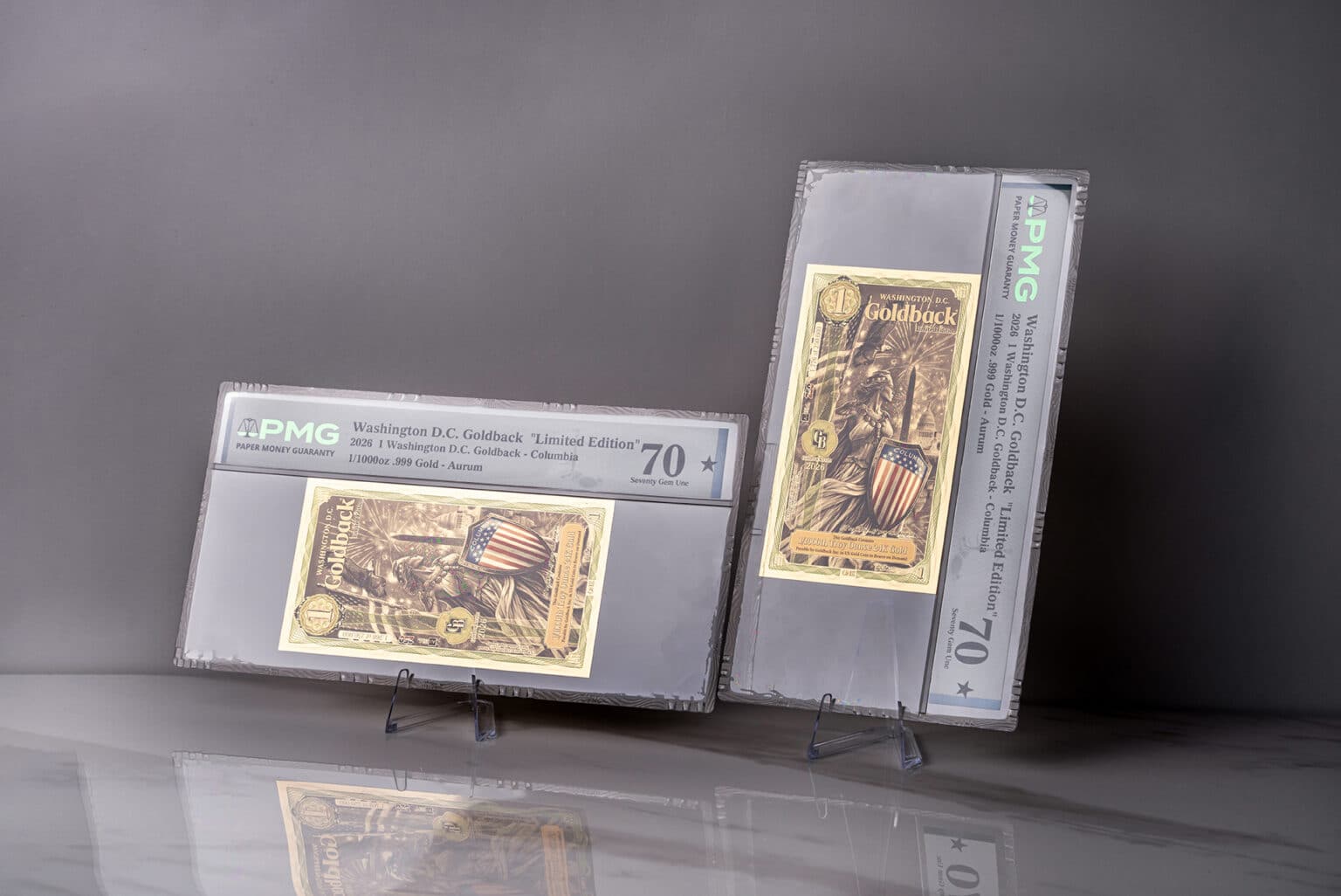 Washington, D.C. 1 Goldback Graded Colorized Edition PMG 70