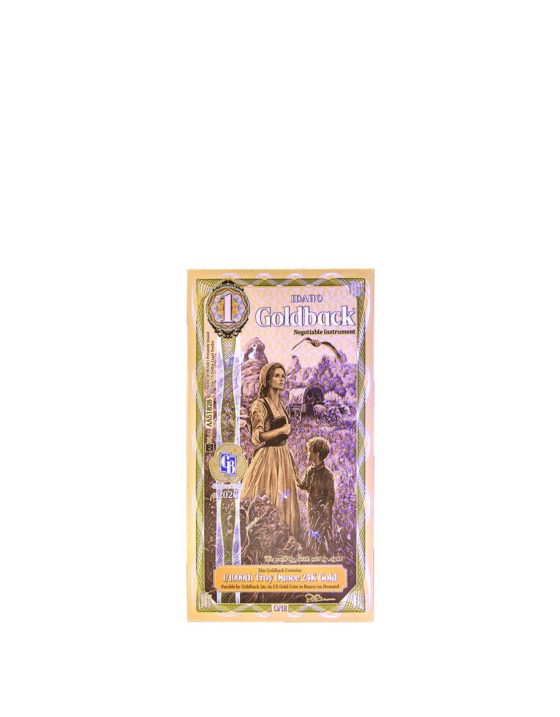 Idaho 1 Goldback, 1/1000 troy ounce 24k gold
