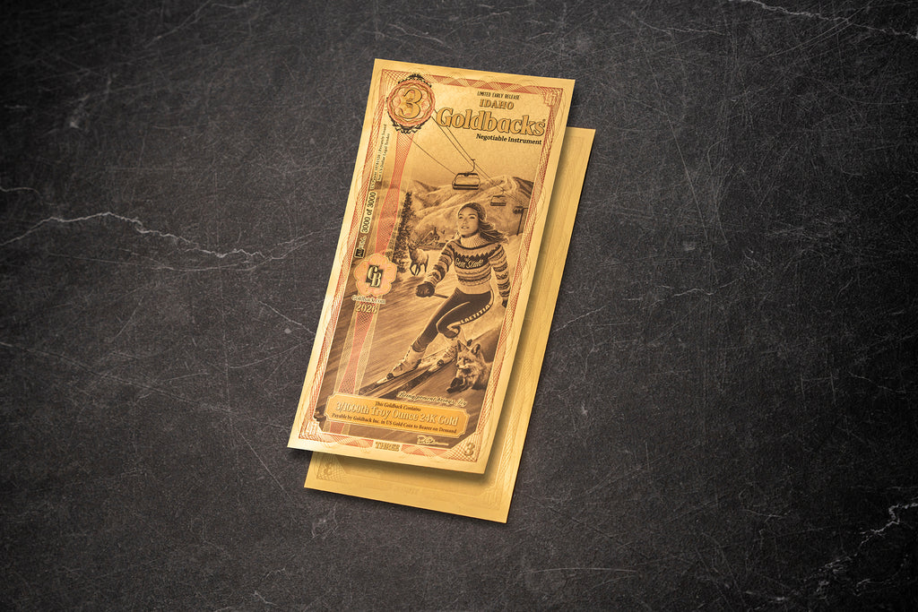 Limited Early Release (LER) Idaho 3 Goldback, 3/1000 troy ounce 24k gold
