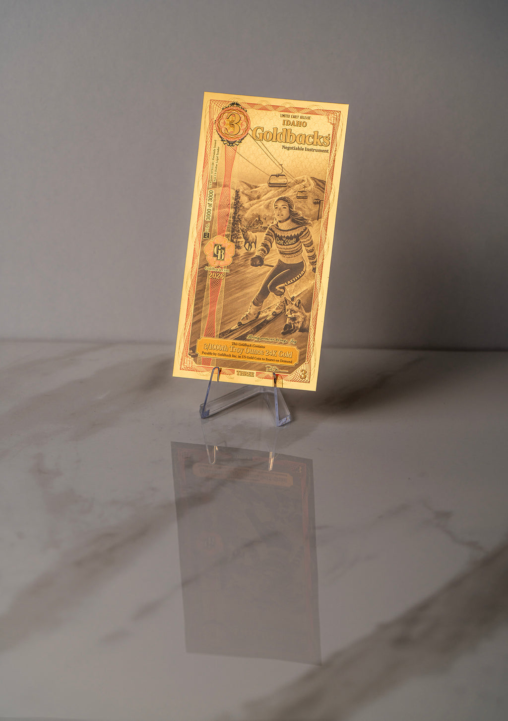 Limited Early Release (LER) Idaho 3 Goldback, 3/1000 troy ounce 24k gold