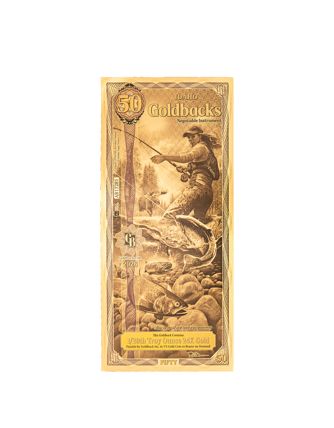 Idaho 50 Goldback, 1/20 troy ounce 24k gold
