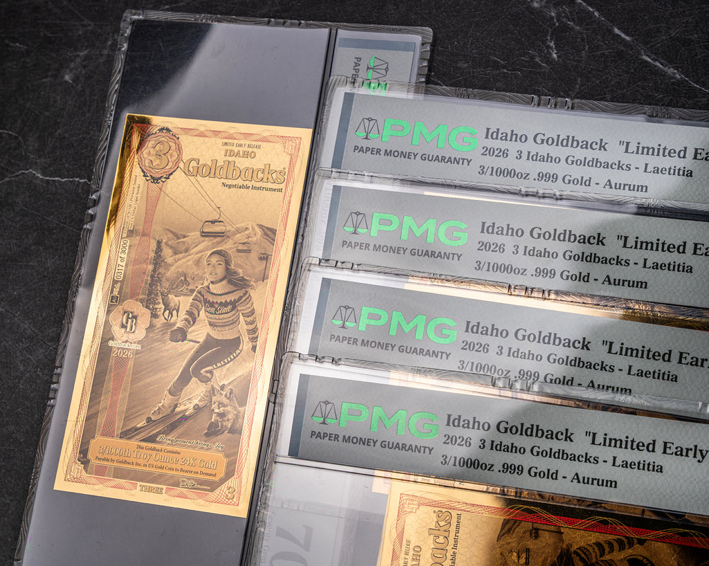 Limited Early Release (LER) Idaho 3 Goldback, 3/1000 troy ounce 24k gold