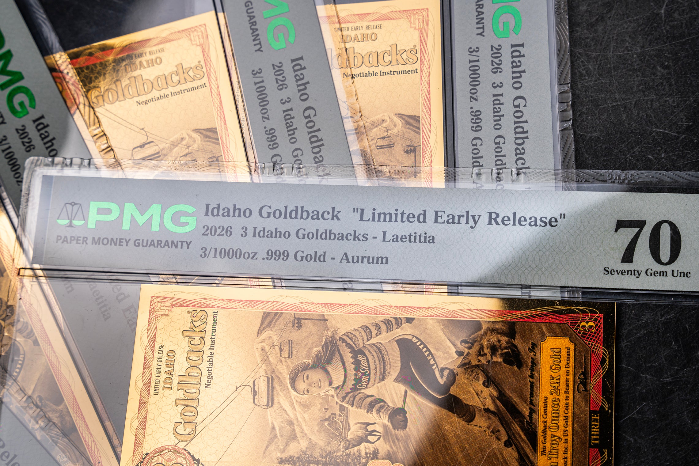 Limited Early Release (LER) Idaho 3 Goldback, 3/1000 troy ounce 24k gold