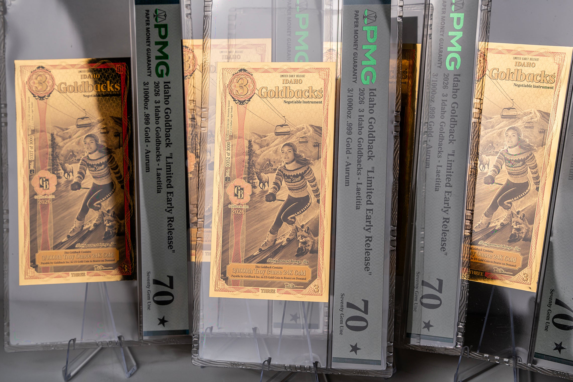 Limited Early Release (LER) Idaho 3 Goldback, 3/1000 troy ounce 24k gold