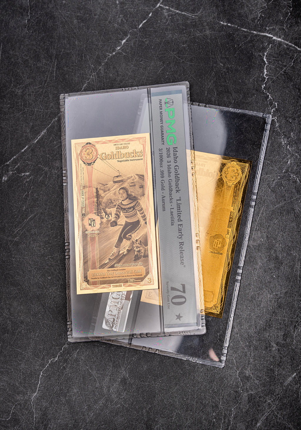 Limited Early Release (LER) Idaho 3 Goldback, 3/1000 troy ounce 24k gold