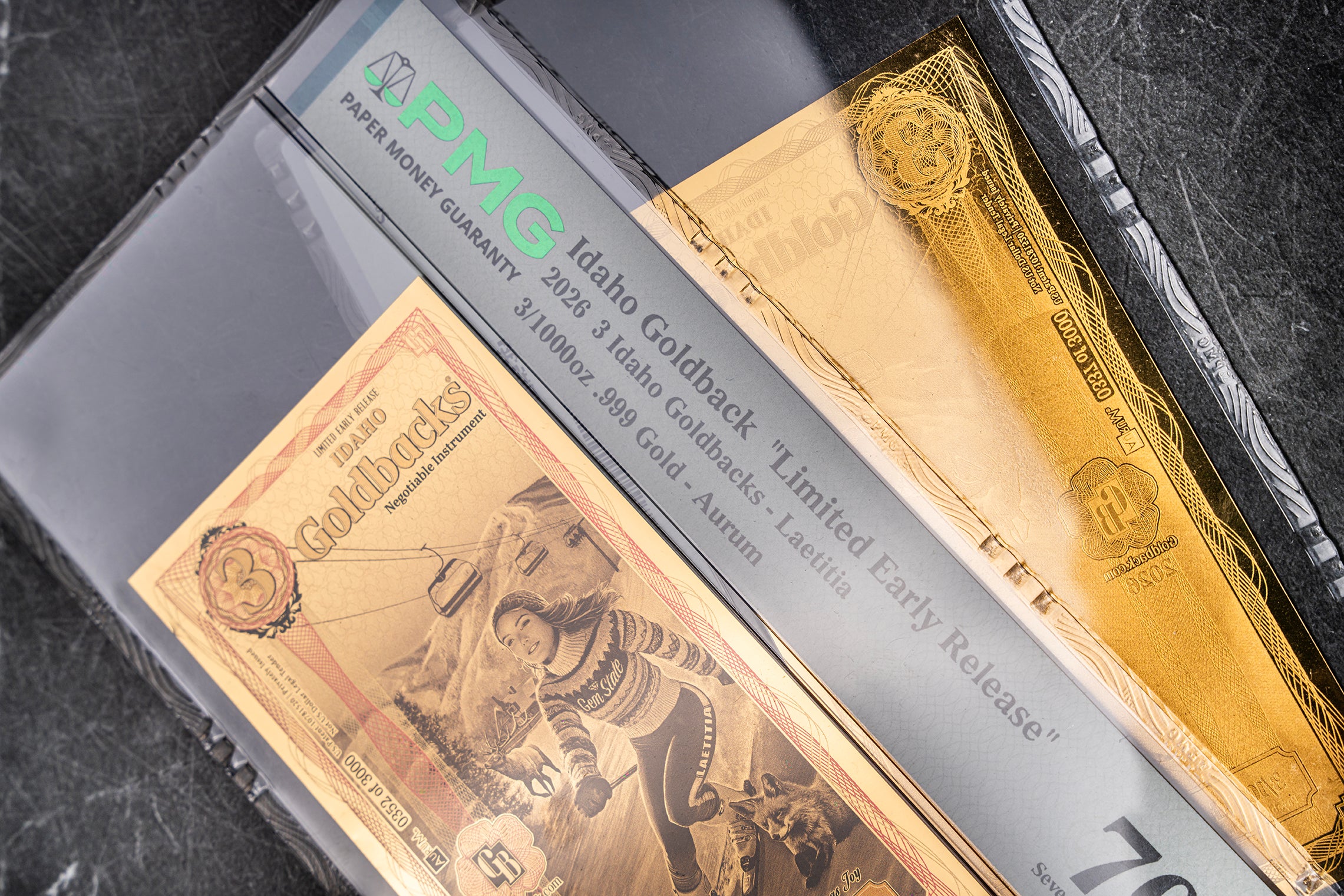 Limited Early Release (LER) Idaho 3 Goldback, 3/1000 troy ounce 24k gold