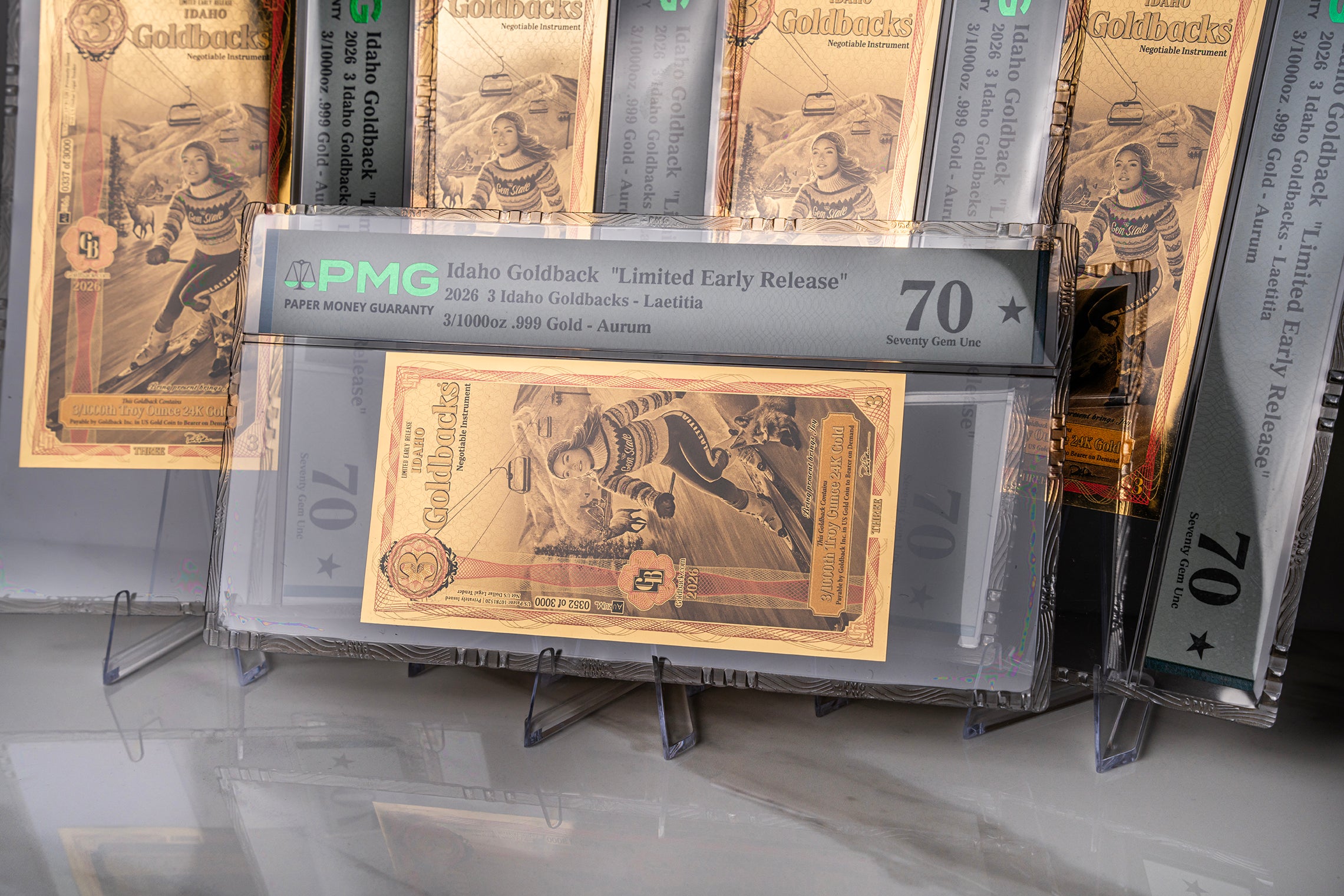 Limited Early Release (LER) Idaho 3 Goldback, 3/1000 troy ounce 24k gold
