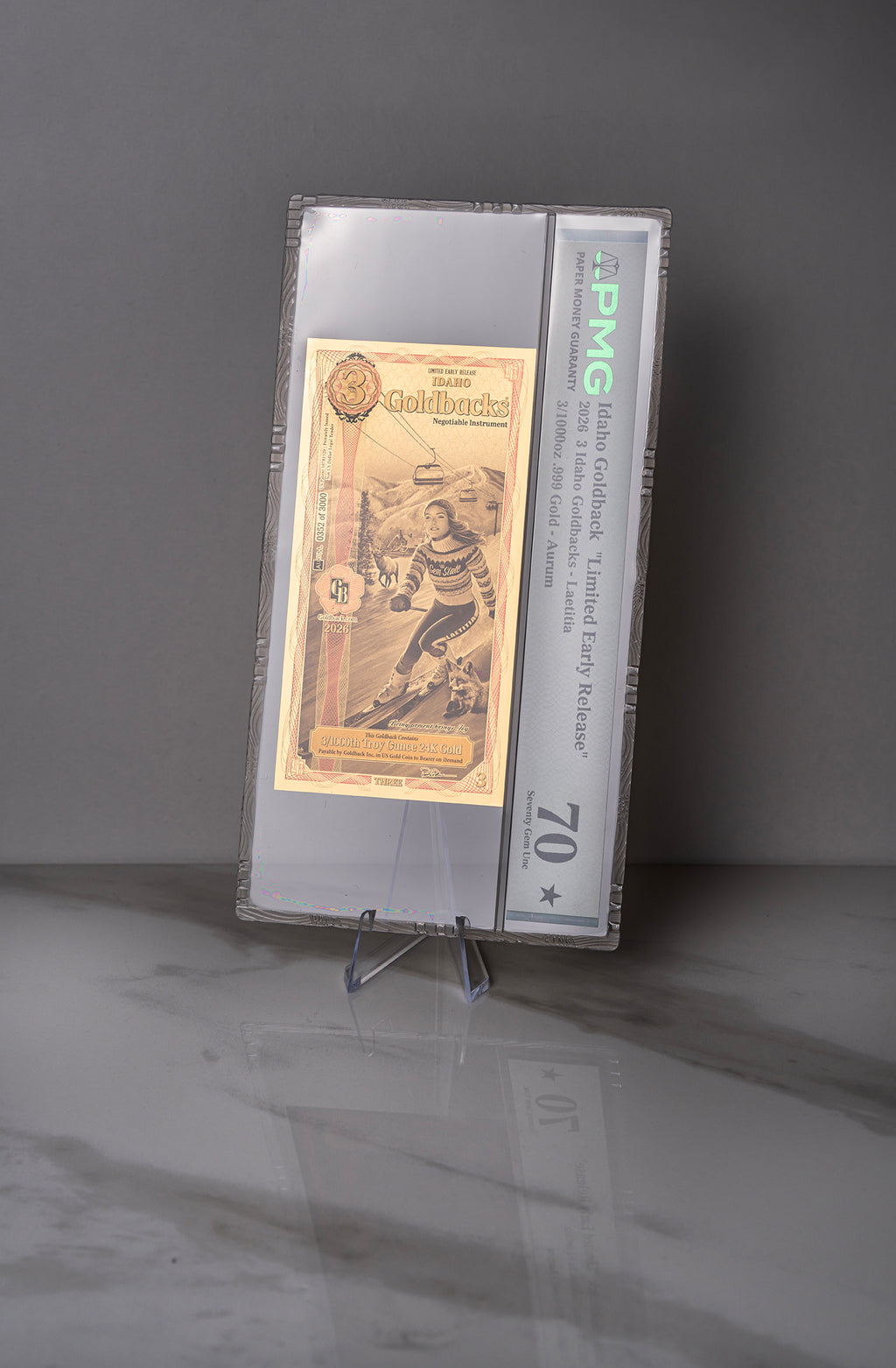 Limited Early Release (LER) Idaho 3 Goldback, 3/1000 troy ounce 24k gold