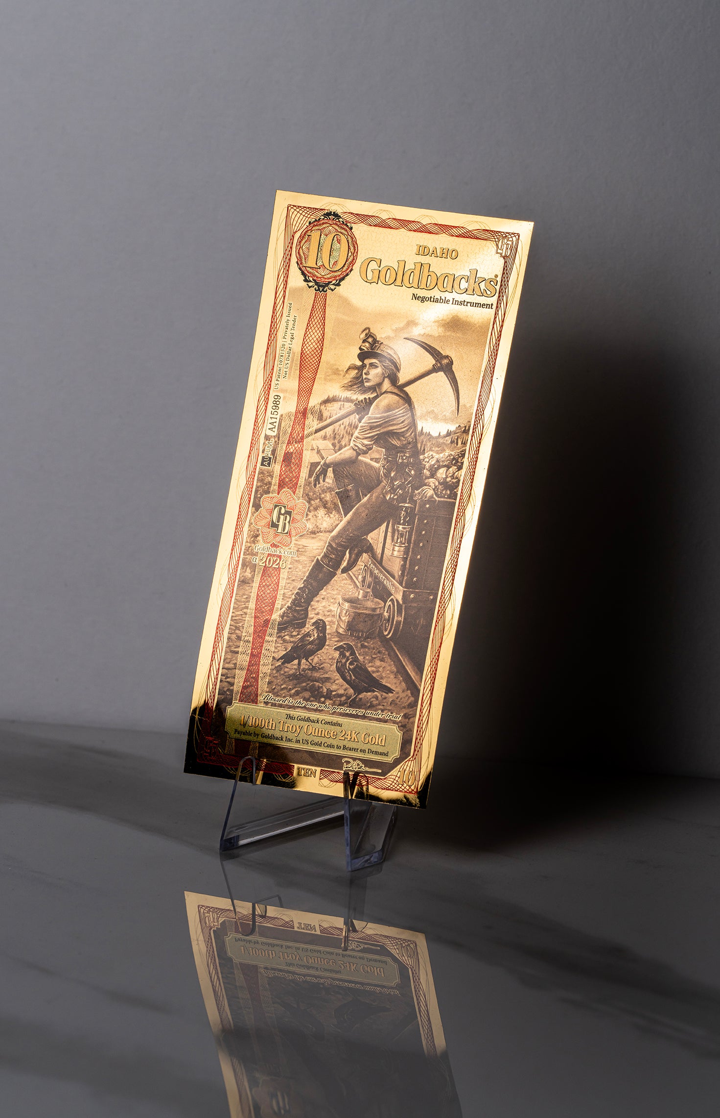 Idaho 10 Goldback, 1/100 troy ounce 24k gold