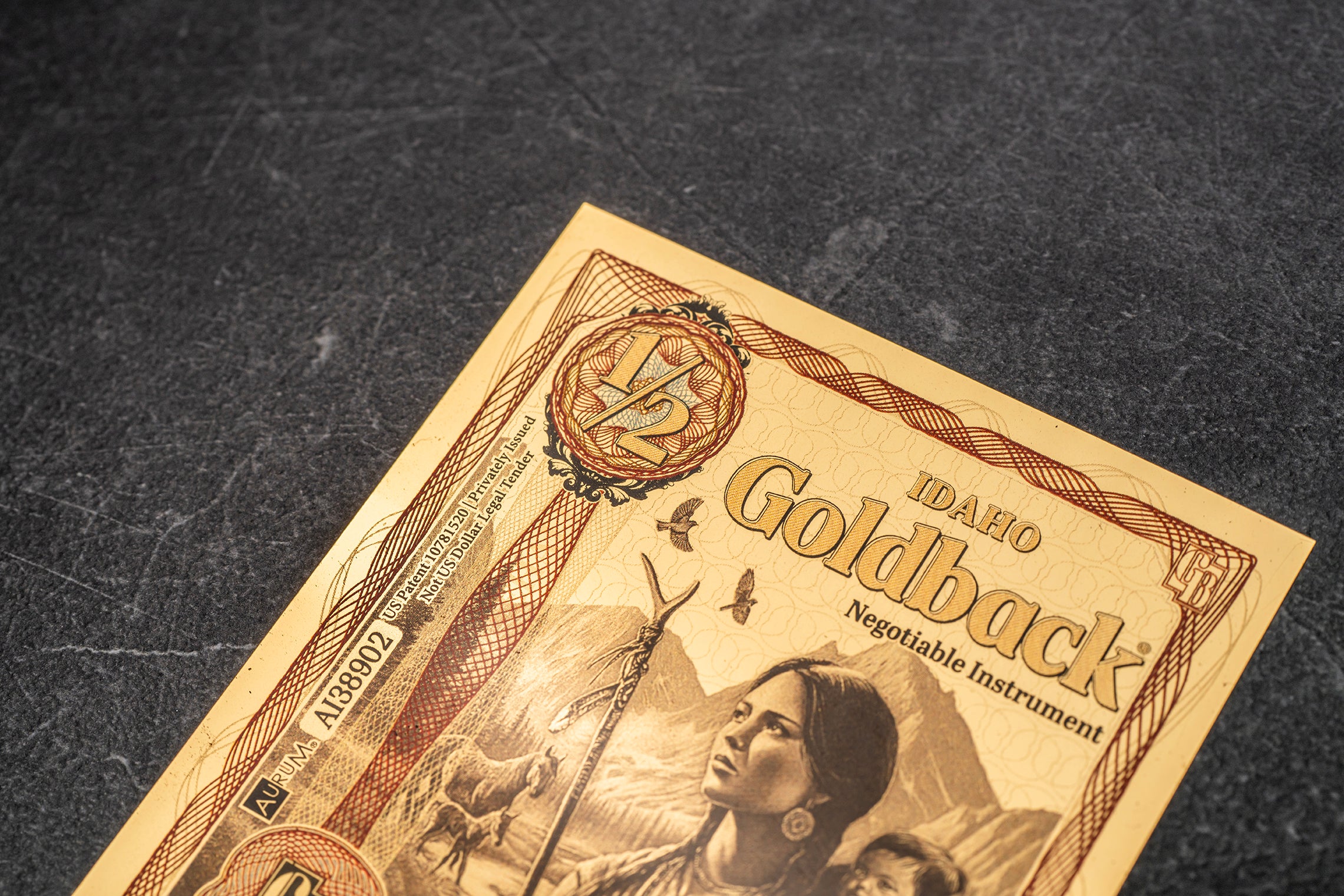Idaho 1/2 Goldback, 1/2000 troy ounce 24k gold