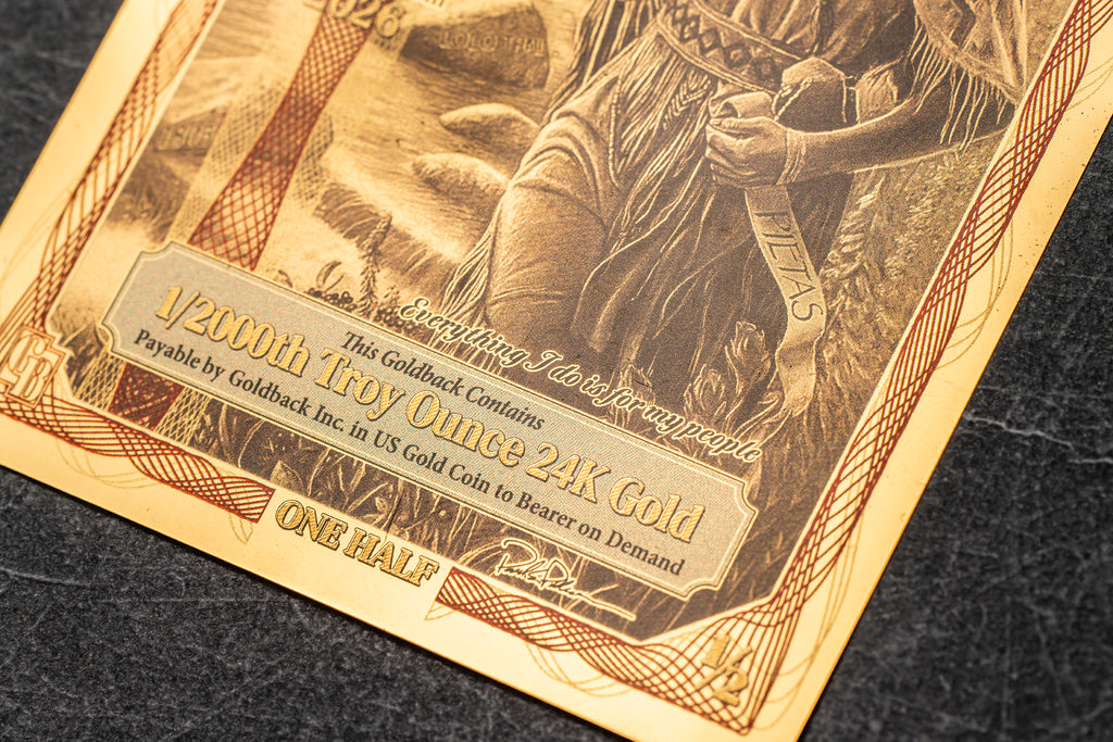 Idaho 1/2 Goldback, 1/2000 troy ounce 24k gold