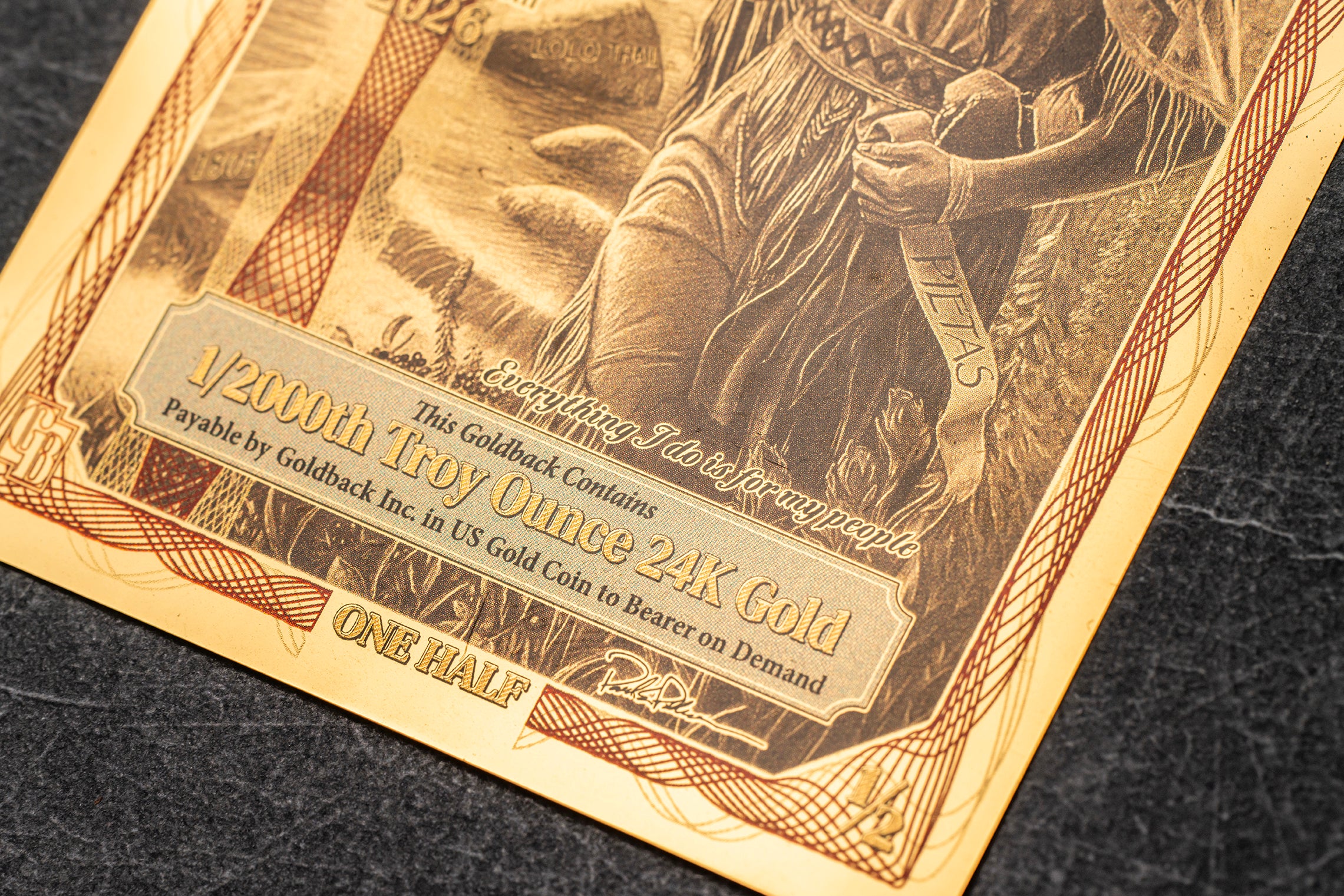 Idaho 1/2 Goldback, 1/2000 troy ounce 24k gold