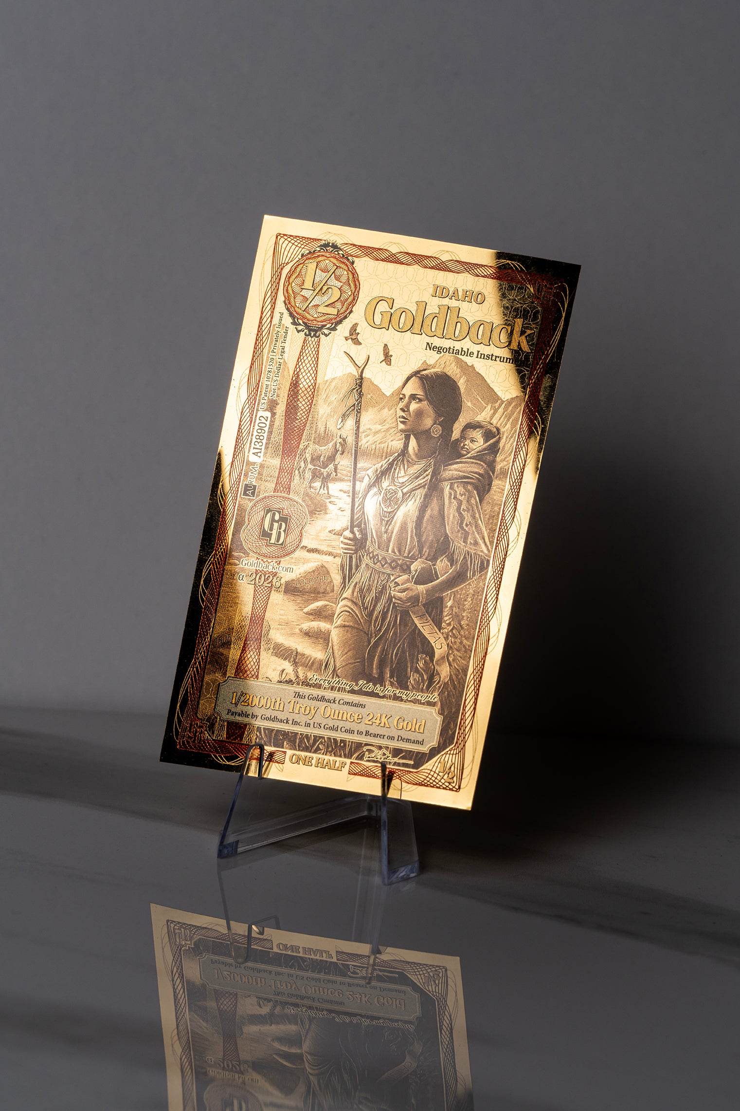 Idaho 1/2 Goldback, 1/2000 troy ounce 24k gold