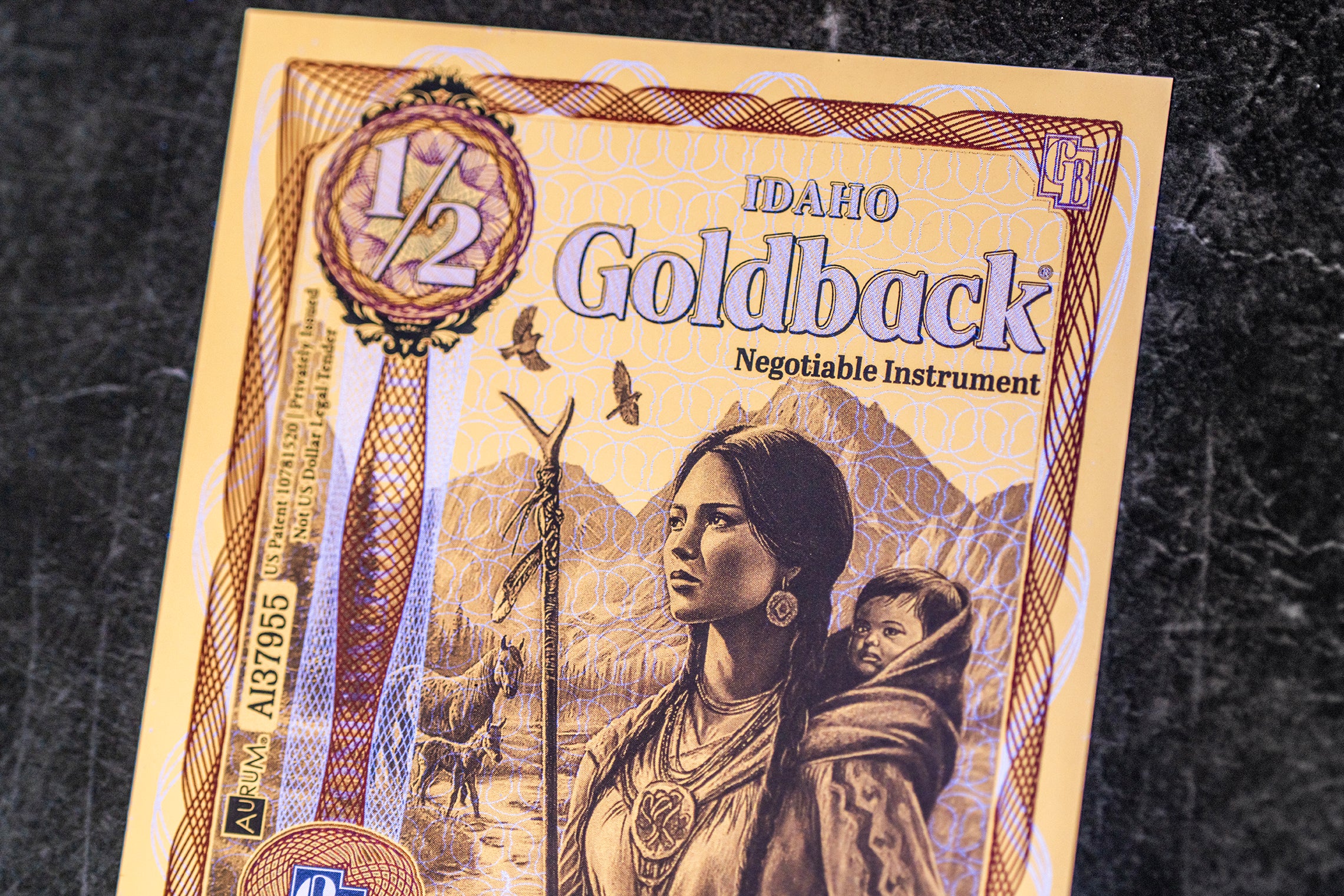 Idaho 1/2 Goldback, 1/2000 troy ounce 24k gold