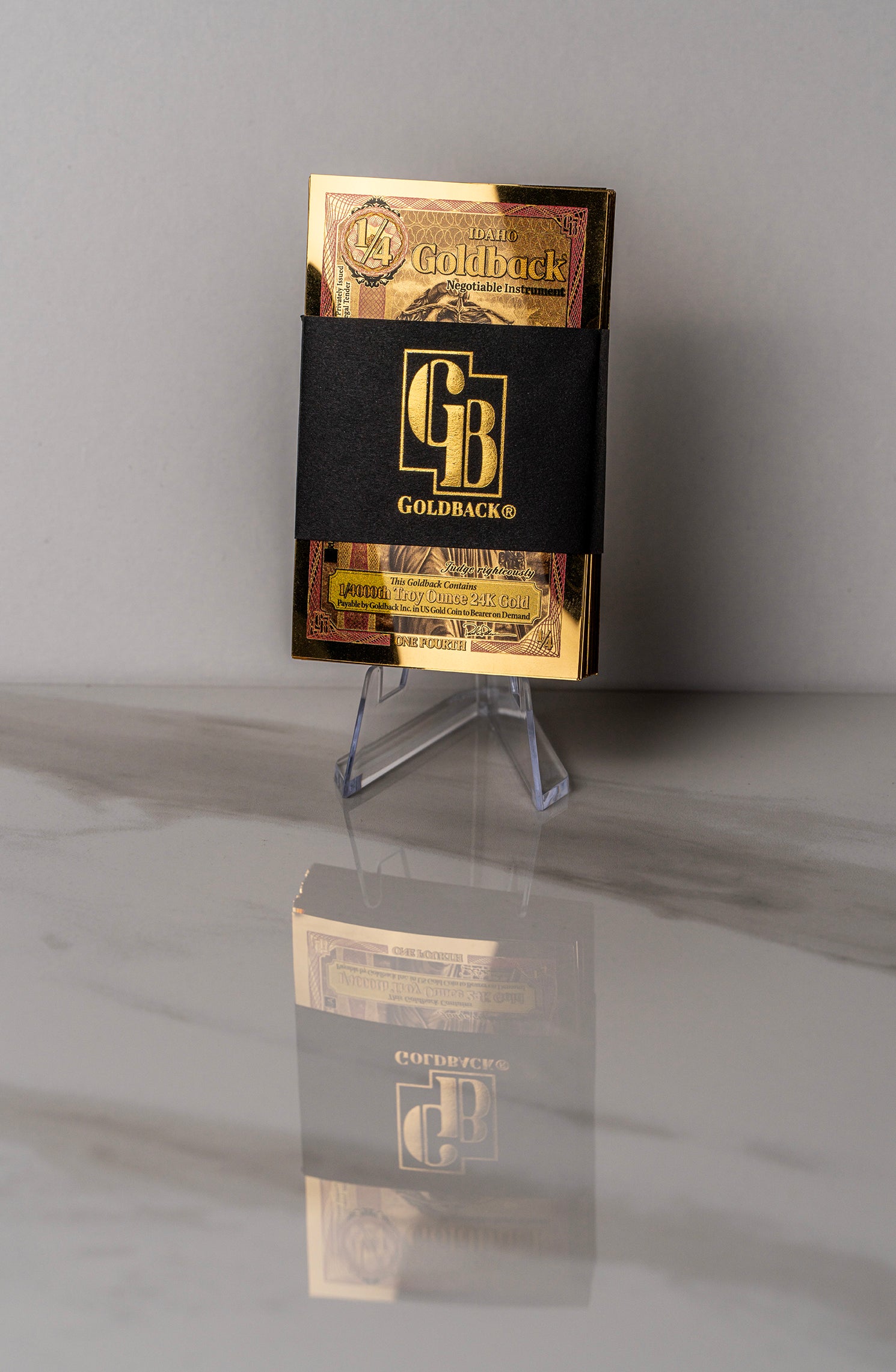 Idaho 1/4 Goldback, 1/4000 troy ounce 24k gold (100 units, 25 face value)
