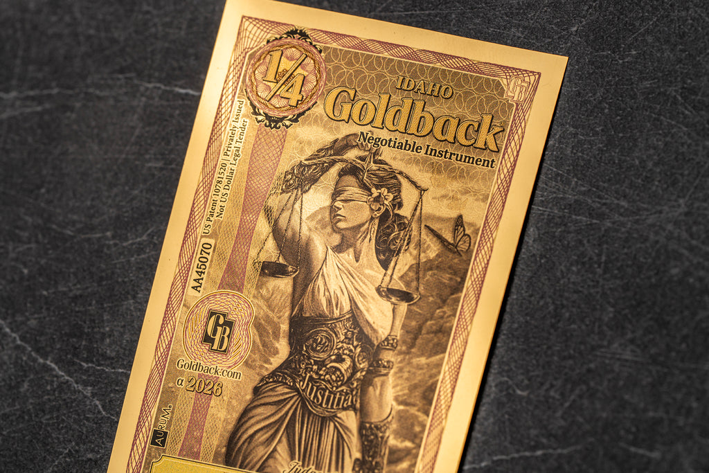 Idaho 1/4 Goldback, 1/4000 troy ounce 24k gold