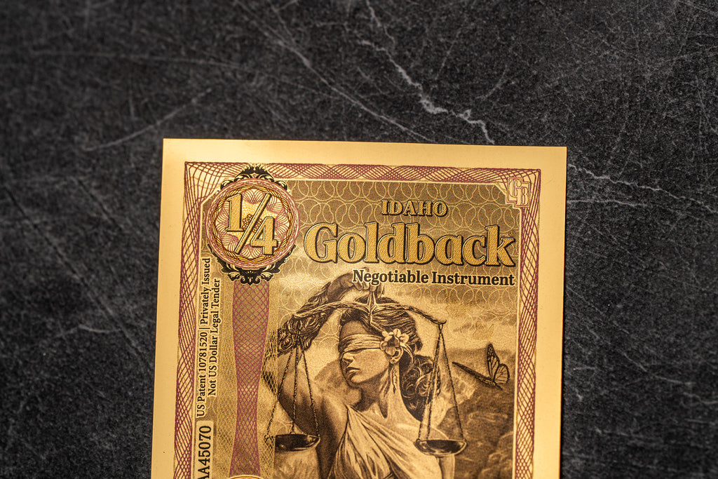 Idaho 1/4 Goldback, 1/4000 troy ounce 24k gold