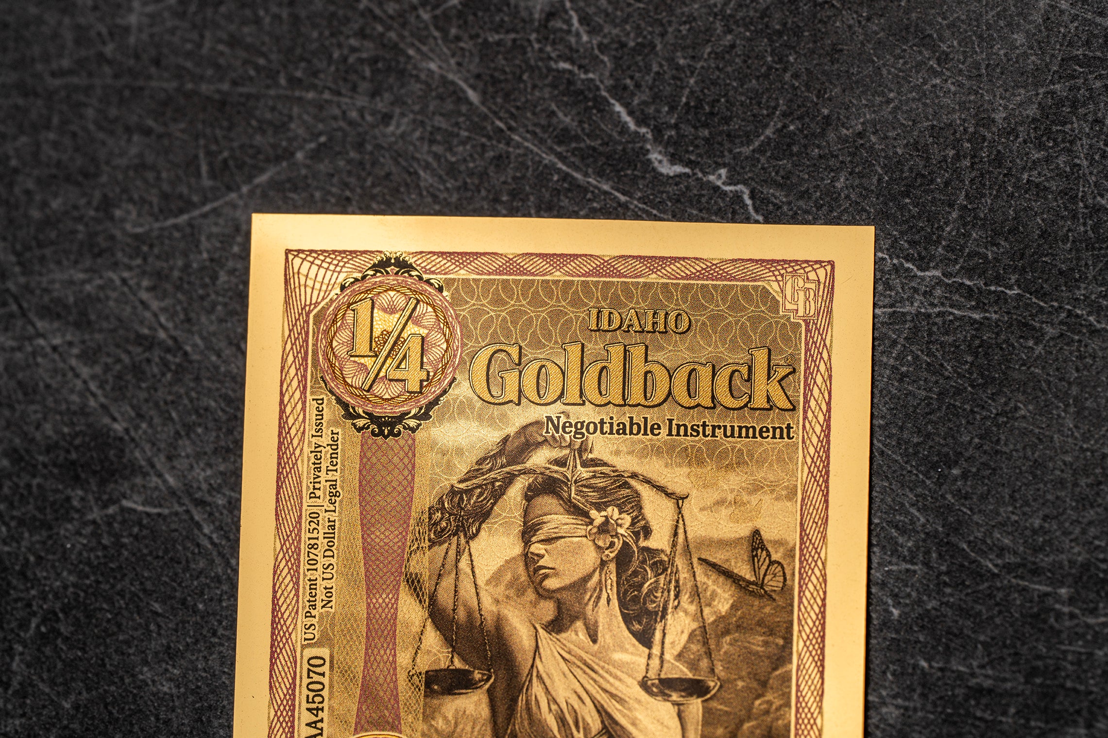 Idaho 1/4 Goldback, 1/4000 troy ounce 24k gold
