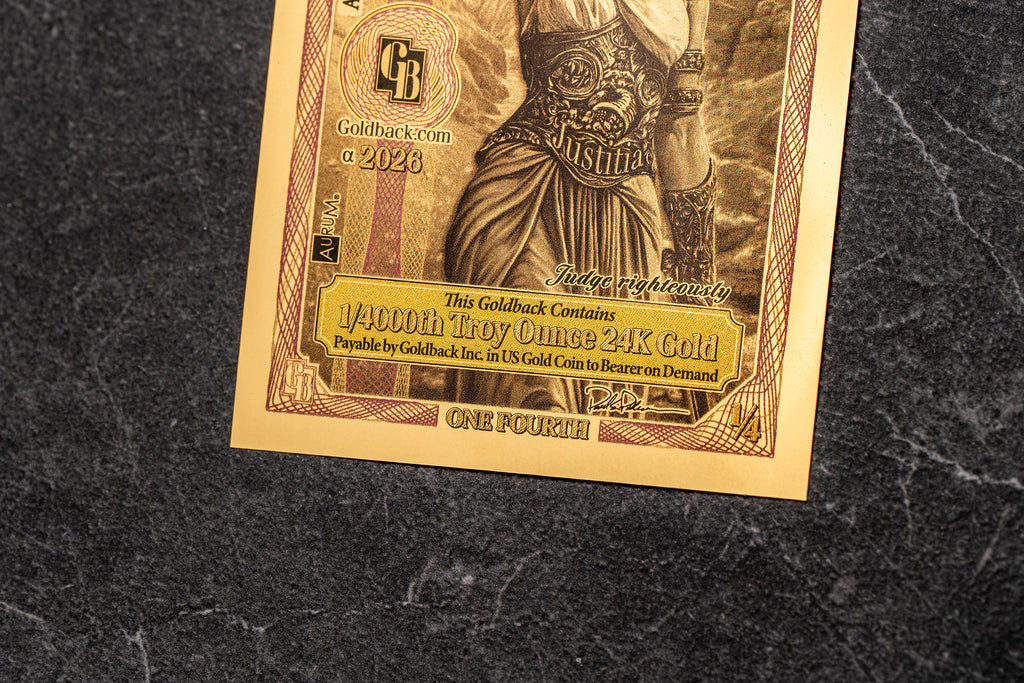 Idaho 1/4 Goldback, 1/4000 troy ounce 24k gold