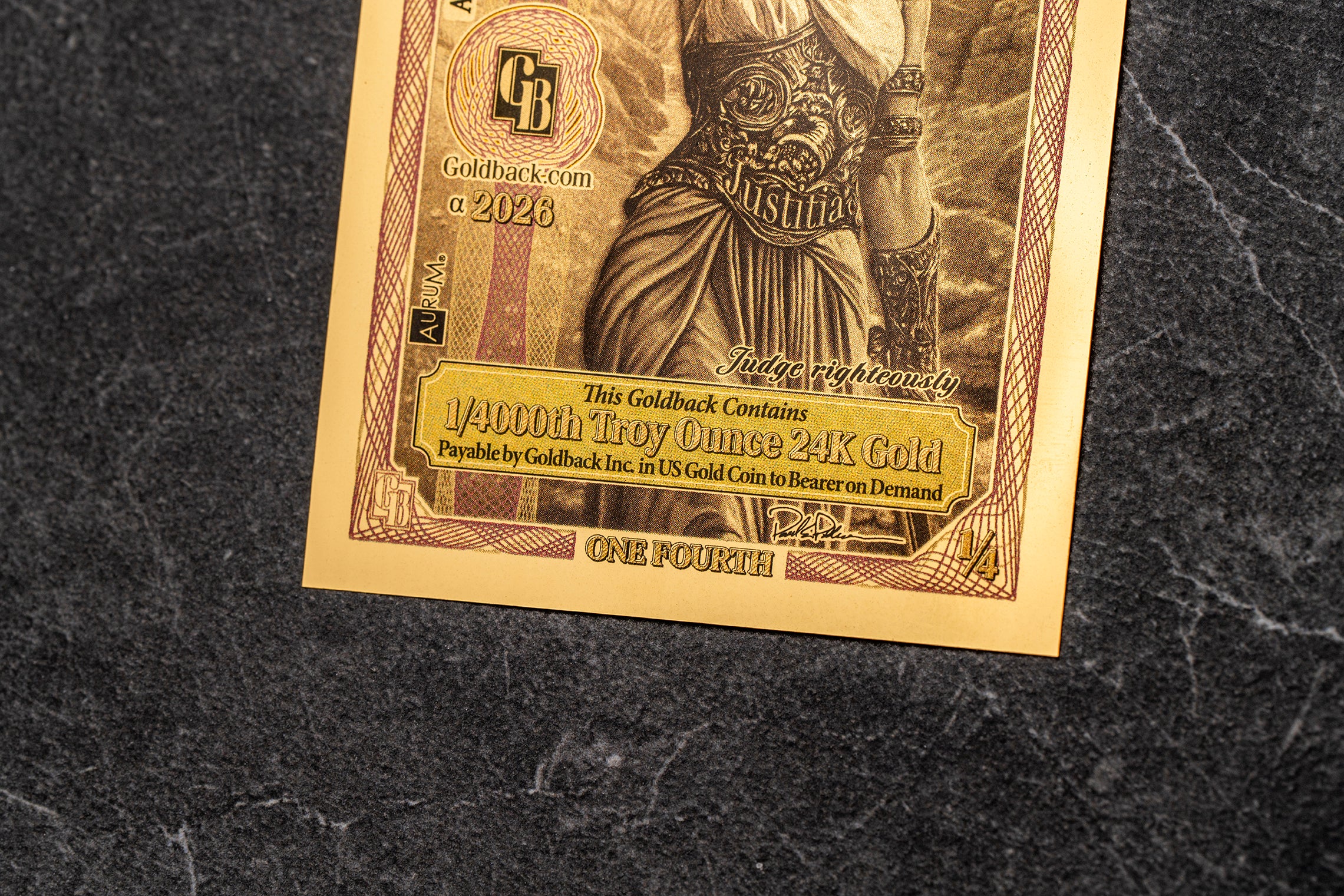 Idaho 1/4 Goldback, 1/4000 troy ounce 24k gold